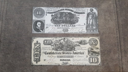Nachdruck auf Papier mit W/M Vereinigte Staaten 1861-1862 y. Konföderierte (GRÜNER SATZ)