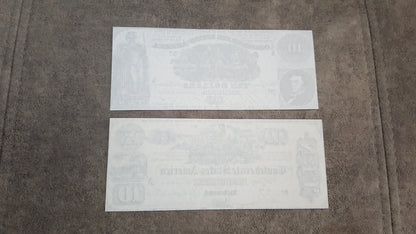 Nachdruck auf Papier mit W/M Vereinigte Staaten 1861-1862 y. Konföderierte (GRÜNER SATZ)