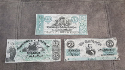 Nachdruck auf Papier mit W/M Vereinigte Staaten 1861-1862 y. Konföderierte (GRÜNER SATZ)