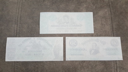 Nachdruck auf Papier mit W/M Vereinigte Staaten 1861-1862 y. Konföderierte (GRÜNER SATZ)