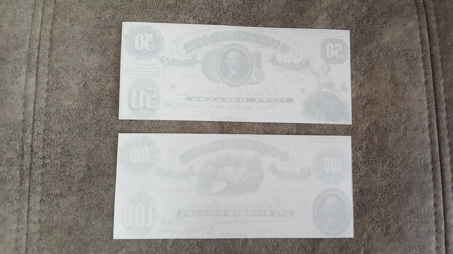 Nachdruck auf Papier mit W/M Vereinigte Staaten 1861 y. Konföderierten-Dollar KOSTENLOSER VERSAND