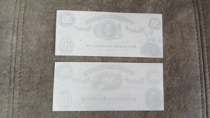 Réimpression sur papier avec filigrane États-Unis 1861 y. Billet Confédéré LIVRAISON GRATUITE