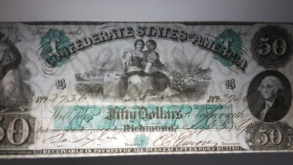 Réimpression sur papier avec filigrane États-Unis 1861 y. Billet Confédéré LIVRAISON GRATUITE