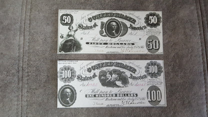 Réimpression sur papier avec filigrane États-Unis 1861 y. Billet Confédéré LIVRAISON GRATUITE