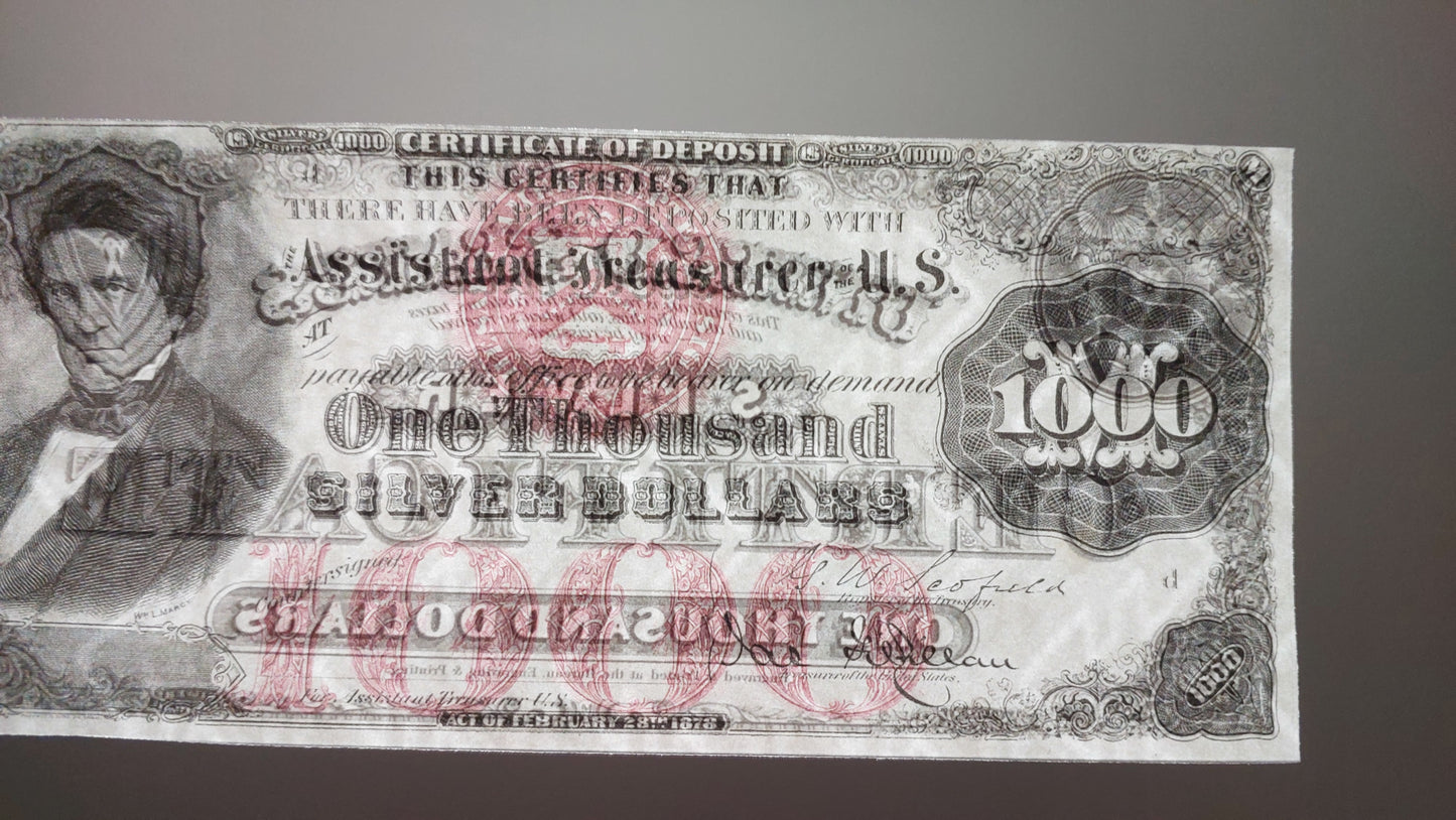 Authentic paper texture and watermark details of US Silver Certificate paper money