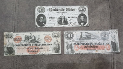 Retirage sur papier avec filigrane États-Unis 1861-1862 (CONFÉDÉRÉS ROUGES)