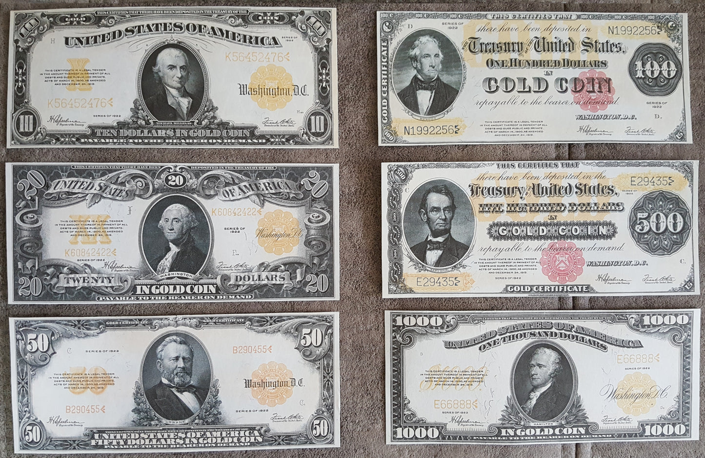 Reimpresión en papel con W/M Estados Unidos 1922 y. Dólar de oro ENVÍO GRATIS!!! 