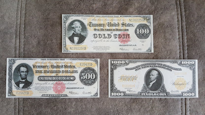 Réimpression sur papier avec filigrane États-Unis 1922 an. Dollar Or LIVRAISON GRATUITE !!!