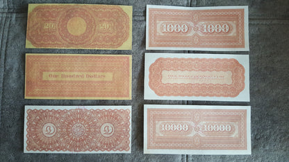 Réimpression sur papier avec filigrane, États-Unis 1863, 1 dollar or LIVRAISON GRATUITE !!!