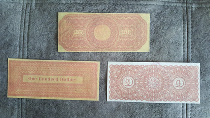 Réimpression sur papier avec filigrane, États-Unis 1863, 1 dollar or LIVRAISON GRATUITE !!!