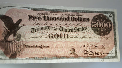 Réimpression sur papier avec filigrane, États-Unis 1863, 1 dollar or LIVRAISON GRATUITE !!!