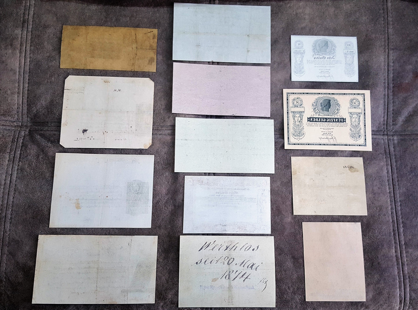 Old German States historical currency banknotes set reverse back view