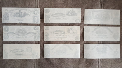 Reimpresión en papel con W/M Estados Unidos 1861-1862 y. Confederado (CONJUNTO NEGRO)