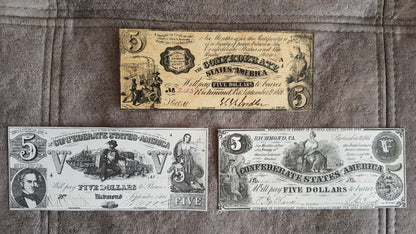 Reimpresión en papel con W/M Estados Unidos 1861-1862 y. Confederado (CONJUNTO NEGRO)