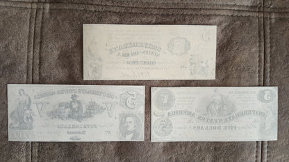 Reimpresión en papel con W/M Estados Unidos 1861-1862 y. Confederado (CONJUNTO NEGRO)