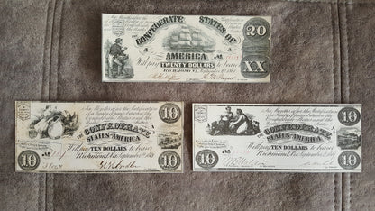 Reimpresión en papel con W/M Estados Unidos 1861-1862 y. Confederado (CONJUNTO NEGRO)