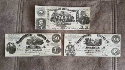 Reimpresión en papel con W/M Estados Unidos 1861-1862 y. Confederado (CONJUNTO NEGRO)