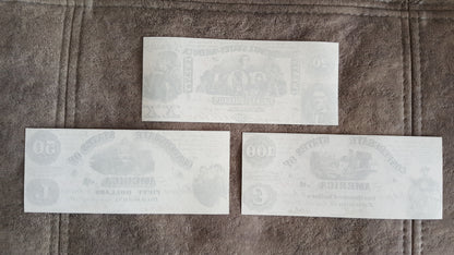 Reimpresión en papel con W/M Estados Unidos 1861-1862 y. Confederado (CONJUNTO NEGRO)