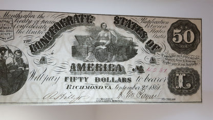 Reimpresión en papel con W/M Estados Unidos 1861-1862 y. Confederado (CONJUNTO NEGRO)