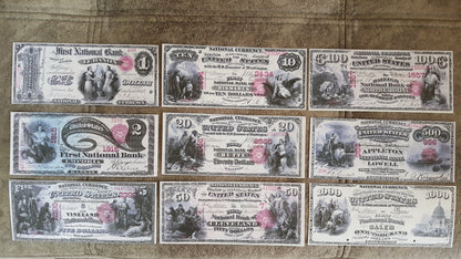 Reprint on paper with W/M United States banknotes 1875 y. FREE SHIPPING!