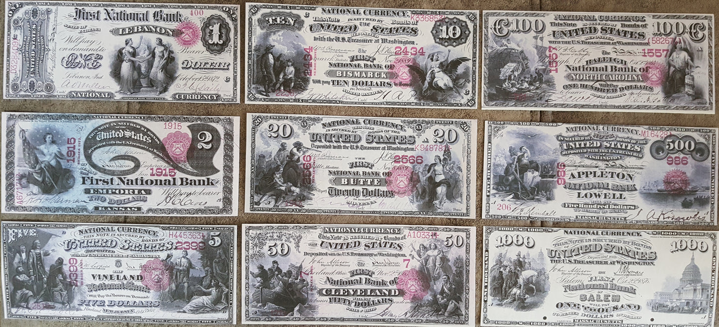 Reprint on paper with W/M United States banknotes 1875 y. FREE SHIPPING!