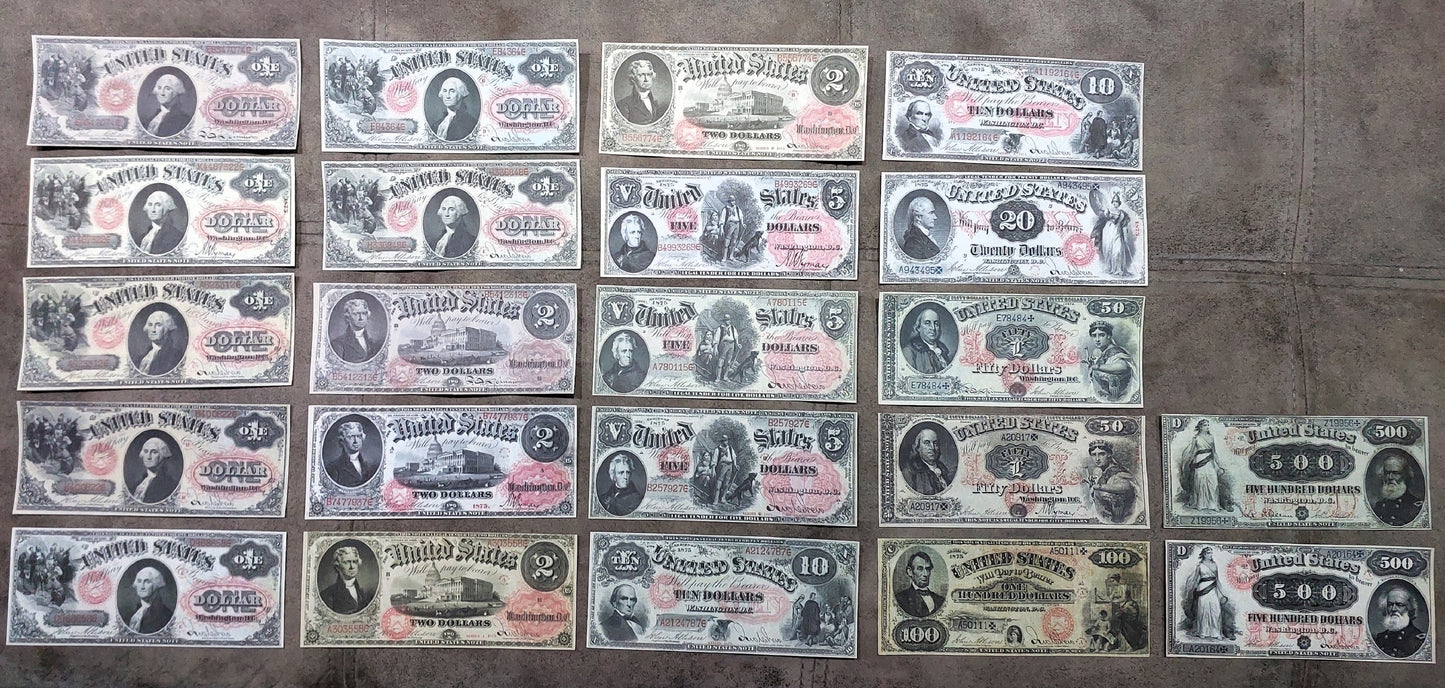 US Large Size Legal Tender Notes 1874-1875 (22 Bills)