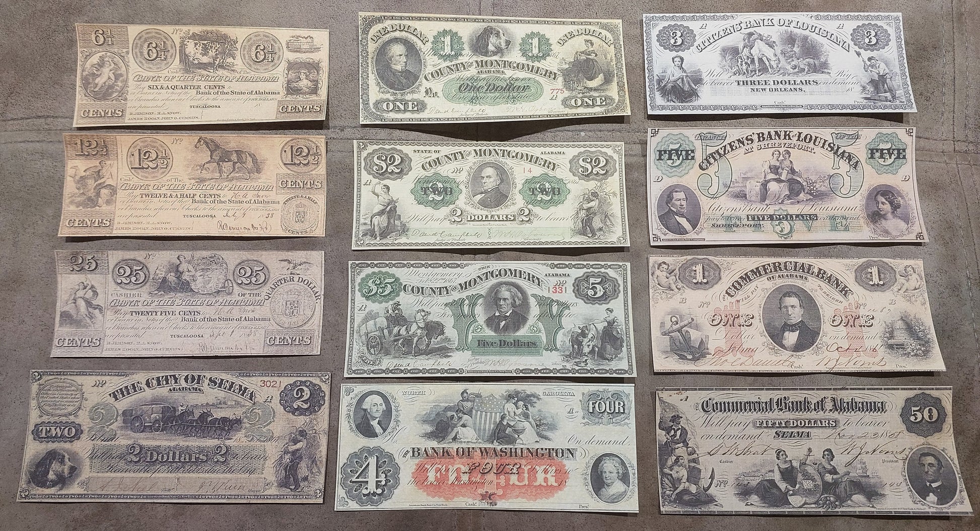 US Obsolete & Fractional Currency 1838-1867 Set C