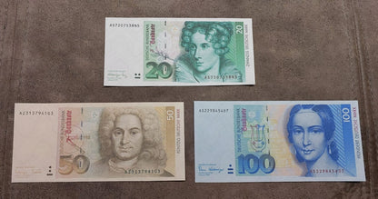 Réimpression sur papier avec filigrane Allemagne 20-1000 Marks 1960-1993 y. LIVRAISON GRATUITE !
