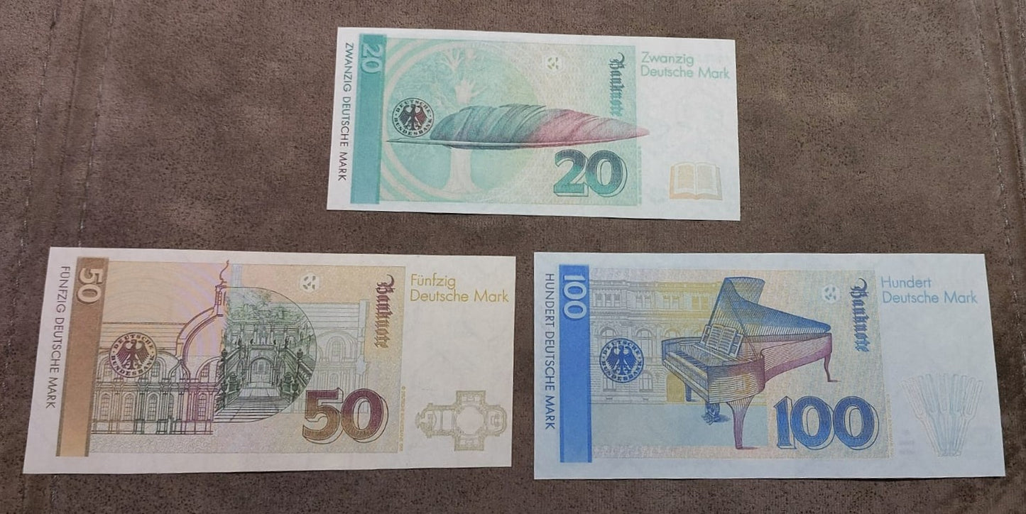 Réimpression sur papier avec filigrane Allemagne 20-1000 Marks 1960-1993 y. LIVRAISON GRATUITE !