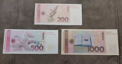 Réimpression sur papier avec filigrane Allemagne 20-1000 Marks 1960-1993 y. LIVRAISON GRATUITE !
