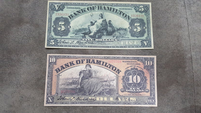 Réimpression sur papier avec filigrane Canada Banque de Hamilton 1914 - 1922. LIVRAISON GRATUITE