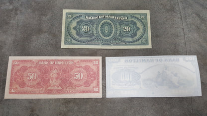 Réimpression sur papier avec filigrane Canada Banque de Hamilton 1914 - 1922. LIVRAISON GRATUITE