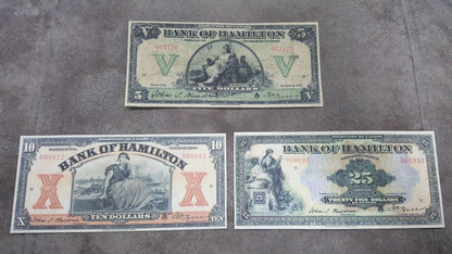 Réimpression sur papier avec filigrane Canada Banque de Hamilton 1914 - 1922. LIVRAISON GRATUITE