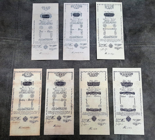 Reprint on paper with W/M Austria Banknotes 1796 years. FREE SHIPPING !!!