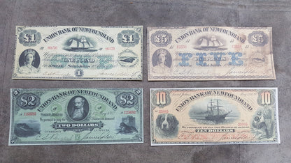 Retirage sur papier avec filigrane Canada Union Bank of Canada / Terre-Neuve 1838-1921