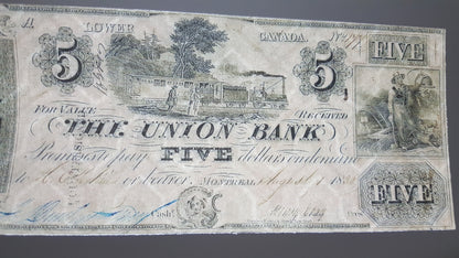 Retirage sur papier avec filigrane Canada Union Bank of Canada / Terre-Neuve 1838-1921