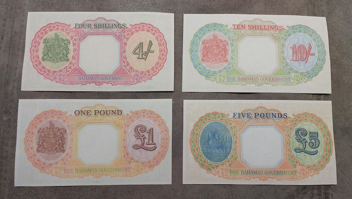 1936-1952 Banknote Quartet Set - 4 Shillings to 5 Pounds back