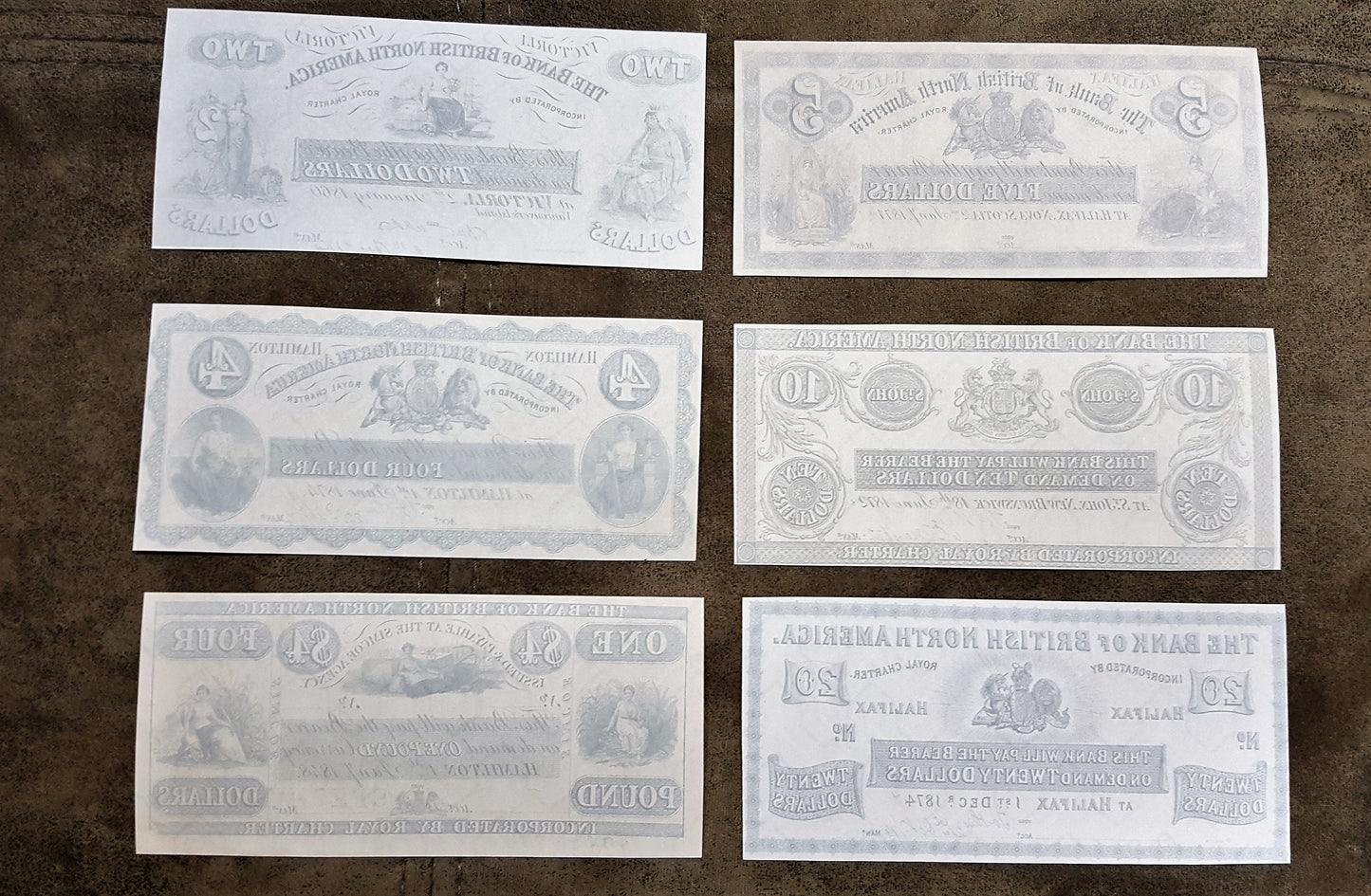 Bank of British North America Early 1848-1872 Numismatic Notes Back Side