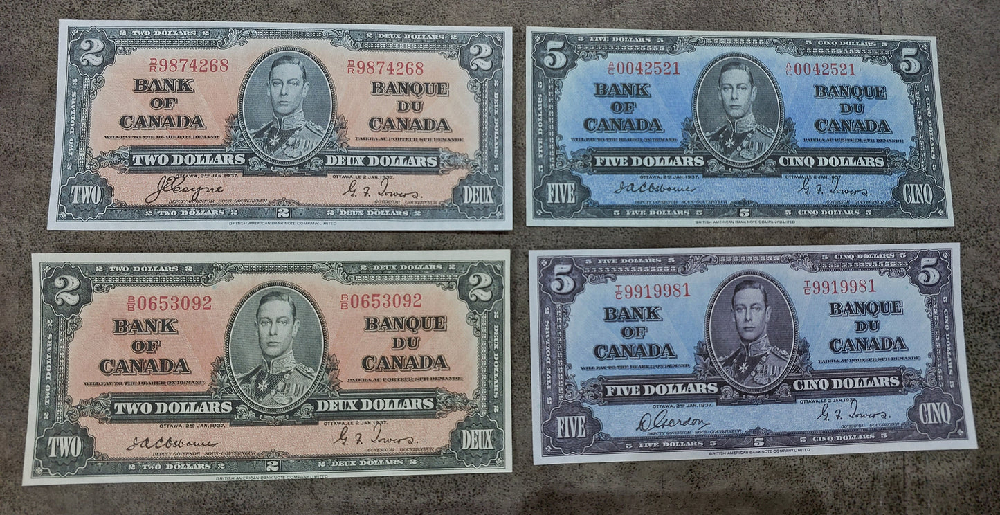 Bank of Canada 1 Dollar 1937 King George VI Currency Notes Back Side