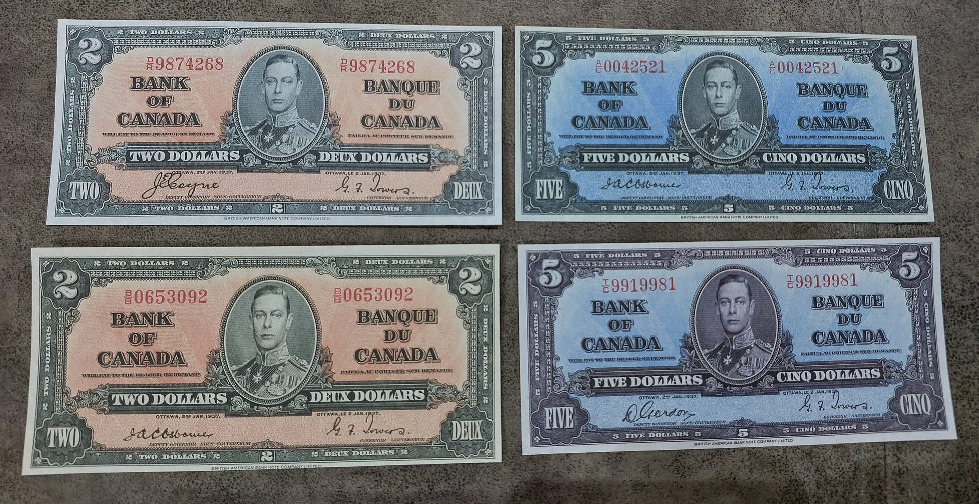 Bank of Canada 1 Dollar 1937 King George VI Currency Notes Back Side