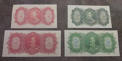 British Guiana 1929-1942 Banknote Quartet - Reverse Side Views