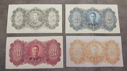 Guiana 1942 High Denomination Quartet - Reverse Side Views