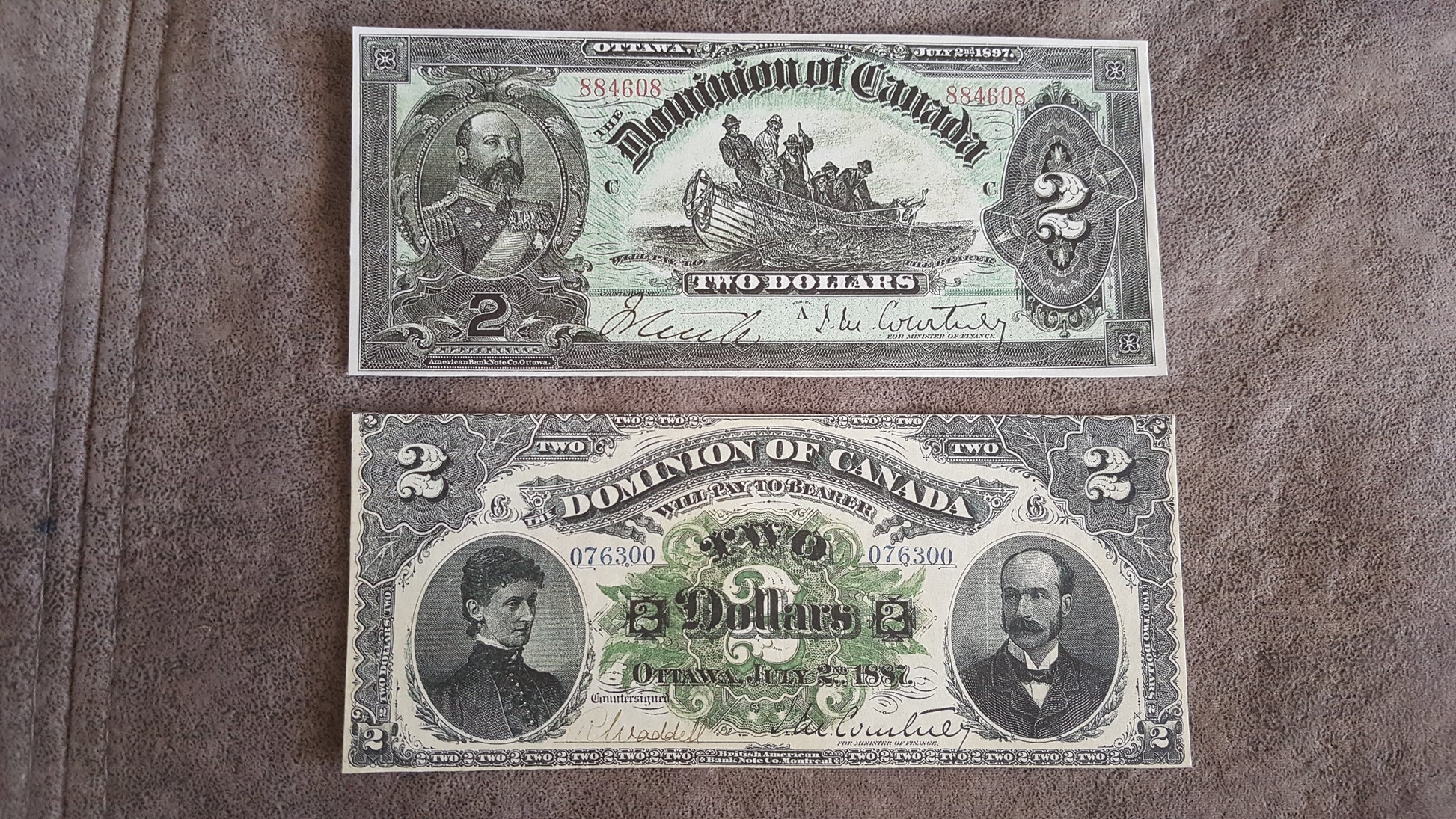 Dominion of Canada 1 Dollar 1898 and 2 Dollar 1898 Historical Currency Notes