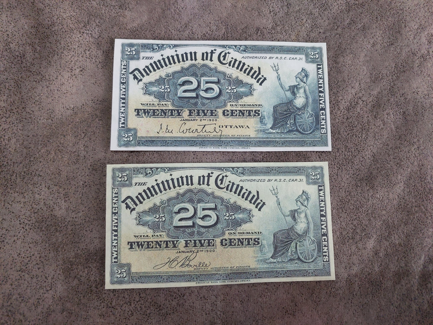 Dominion of Canada 25 Cent 1900 Fractional Notes Boville and Courtney Signatures