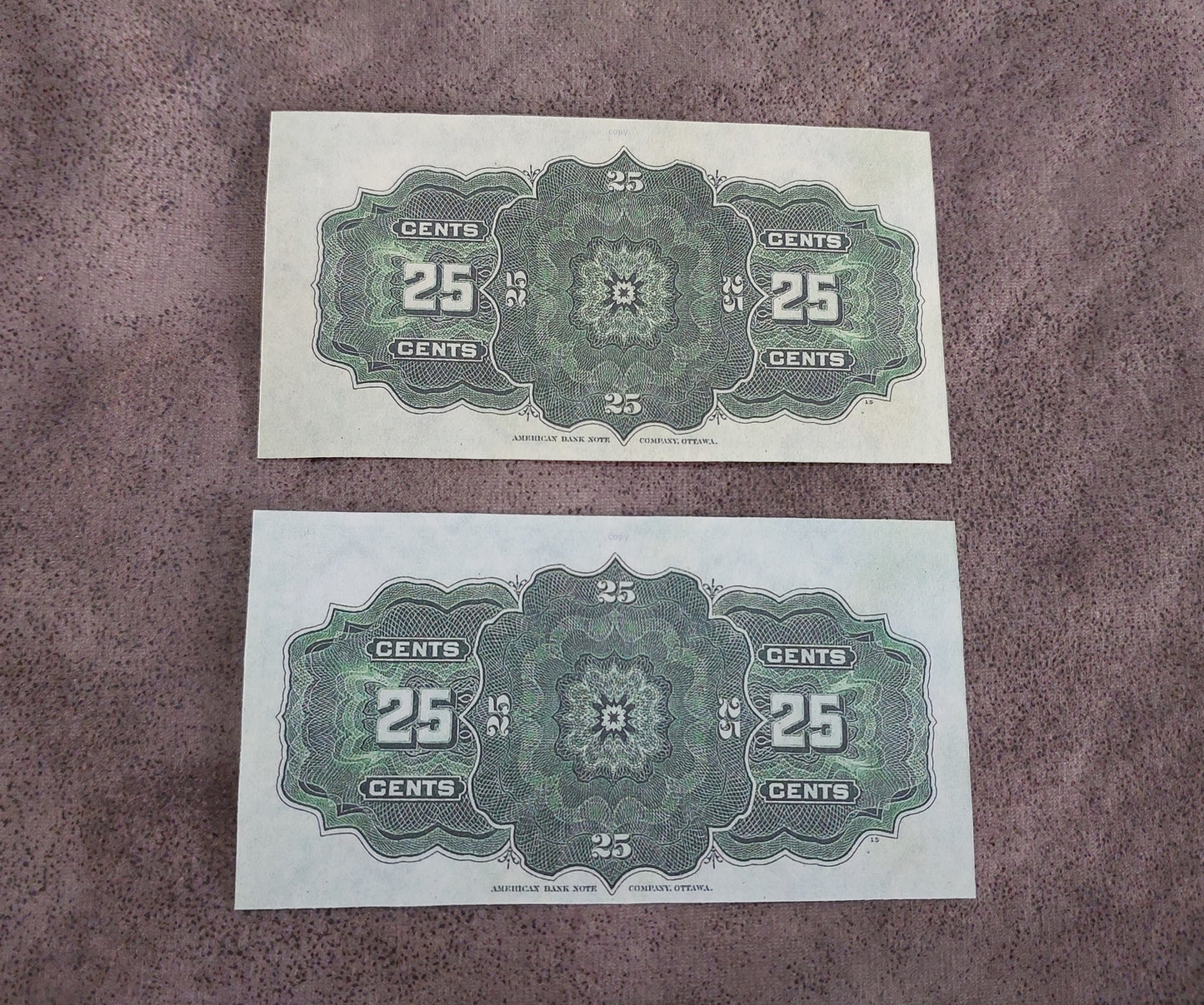 Dominion of Canada 25 Cent 1900 Fractional Currency Notes Back Side