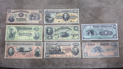 Réimpression sur papier avec filigrane de la Banque du Canada de Hamilton 1887 - 1904. LIVRAISON GRATUITE !