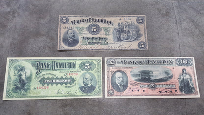 Réimpression sur papier avec filigrane de la Banque du Canada de Hamilton 1887 - 1904. LIVRAISON GRATUITE !