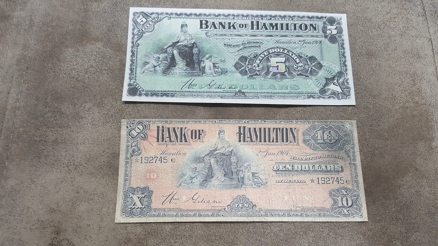 Reprint on paper with W/M Canada Bank of Hamilton 1887 - 1904 y. FREE SHIPPING !