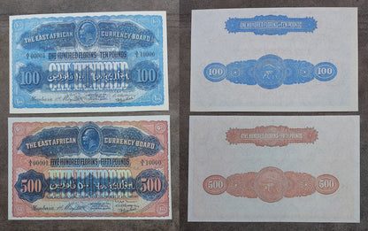 Two-note layout (pair) showing front/obverse views of the extra rare 50 Florins and 100 Florins banknotes