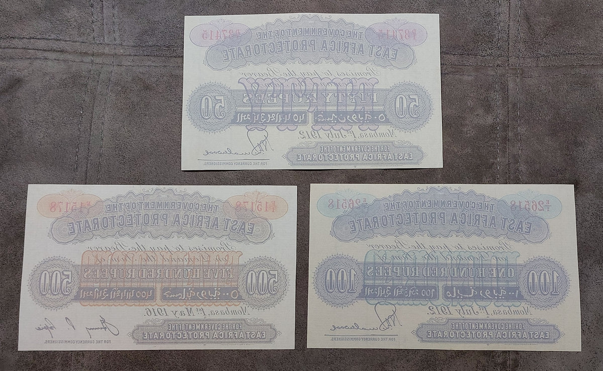 Single close-up view highlighting the detailed obverse border, typography, and signatures of the extra-rare 1916 500 Rupees banknote back